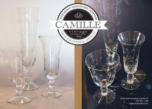 Camille,  Goblet,  Hand blown and Engraved Stemware, set/6