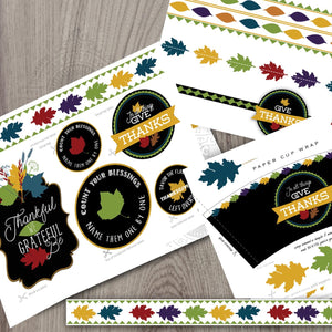 Give Thanks labels, Instant Download